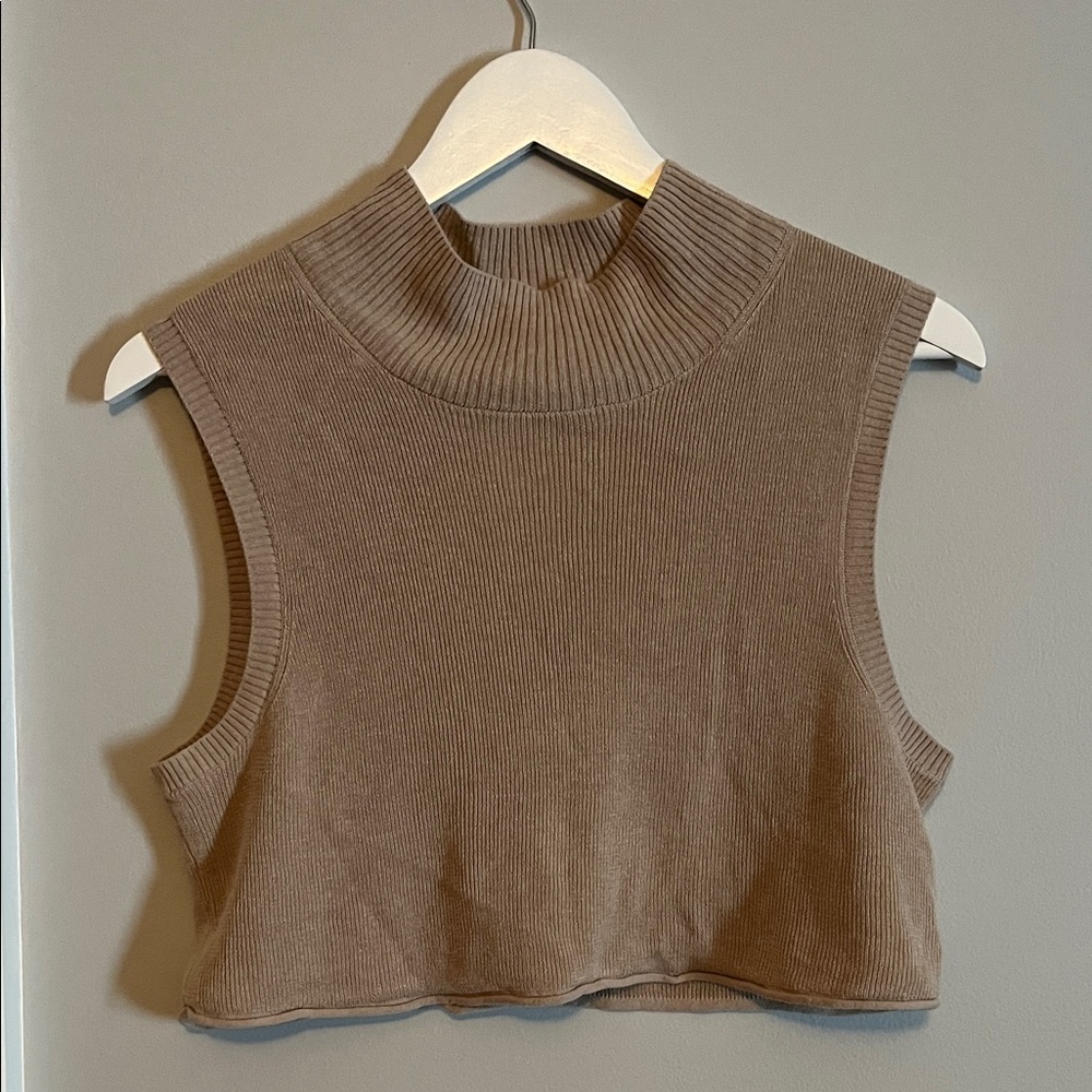Sleeveless Ribbed Knit Top - tan free people